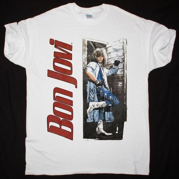 Bon Jovi Slippery When Wet Tour New White T Shirt - Picture 1 of 4